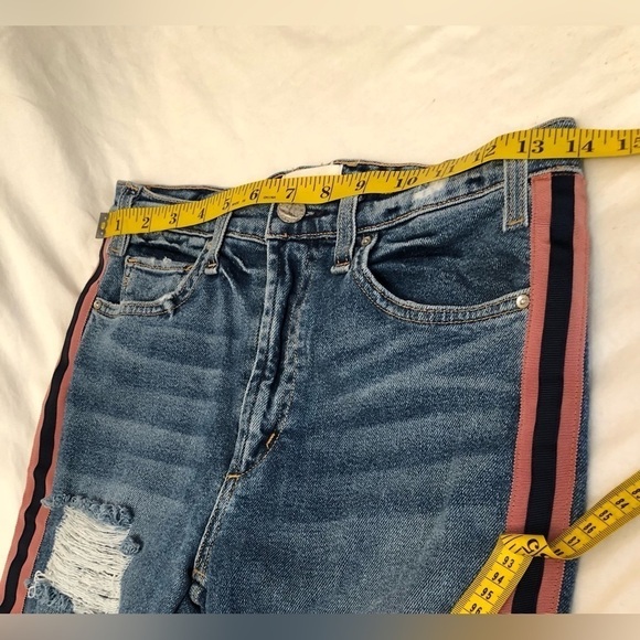 McGuire Damn Fine High Rise Side Striped Cropped Raw Hem Jeans 246D Size 27 - Picture 9 of 16